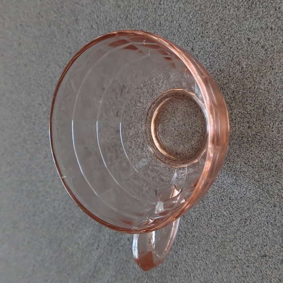 Anchor Hocking Pink Glass Block Optic 8oz Smooth Handled Cup Depression Glass - Picture 3 of 5